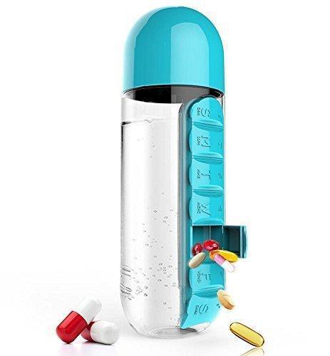 Garrafa de água com porta comprimidos - Pill Bottle 3 EM 1 (EXCLUSIVA!) - SpencerMart 