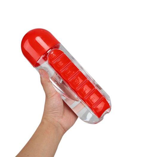 Garrafa de água com porta comprimidos - Pill Bottle 3 EM 1 (EXCLUSIVA!) - SpencerMart 